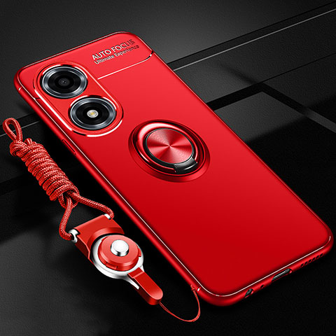 Funda Silicona Carcasa Ultrafina Goma con Magnetico Anillo de dedo Soporte SD3 para Oppo A2x 5G Rojo