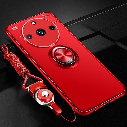 Funda Silicona Carcasa Ultrafina Goma con Magnetico Anillo de dedo Soporte SD3 para Realme 11 Pro 5G Rojo