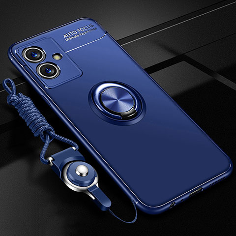 Funda Silicona Carcasa Ultrafina Goma con Magnetico Anillo de dedo Soporte SD3 para Vivo Y30 5G Azul