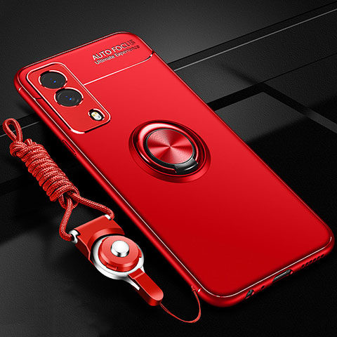 Funda Silicona Carcasa Ultrafina Goma con Magnetico Anillo de dedo Soporte SD3 para Vivo Y53s t2 Rojo