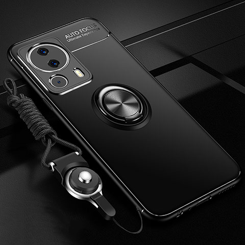 Funda Silicona Carcasa Ultrafina Goma con Magnetico Anillo de dedo Soporte SD3 para Xiaomi Mi 13 Lite 5G Negro