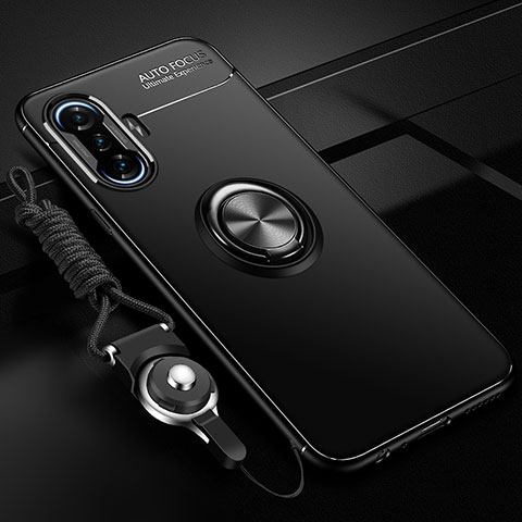 Funda Silicona Carcasa Ultrafina Goma con Magnetico Anillo de dedo Soporte SD3 para Xiaomi Poco F3 GT 5G Negro