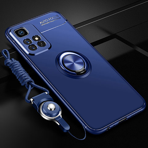 Funda Silicona Carcasa Ultrafina Goma con Magnetico Anillo de dedo Soporte SD3 para Xiaomi Redmi 10 (2022) Azul