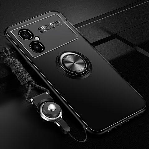 Funda Silicona Carcasa Ultrafina Goma con Magnetico Anillo de dedo Soporte SD3 para Xiaomi Redmi Note 11R 5G Negro