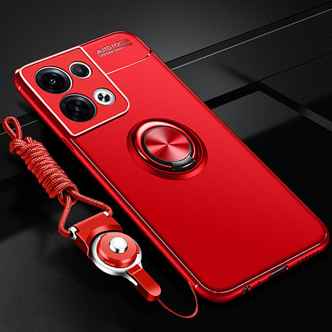 Funda Silicona Carcasa Ultrafina Goma con Magnetico Anillo de dedo Soporte SD3 para Xiaomi Redmi Note 13 5G Rojo