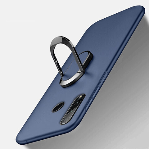 Funda Silicona Carcasa Ultrafina Goma con Magnetico Anillo de dedo Soporte T01 para Huawei Honor 10i Azul