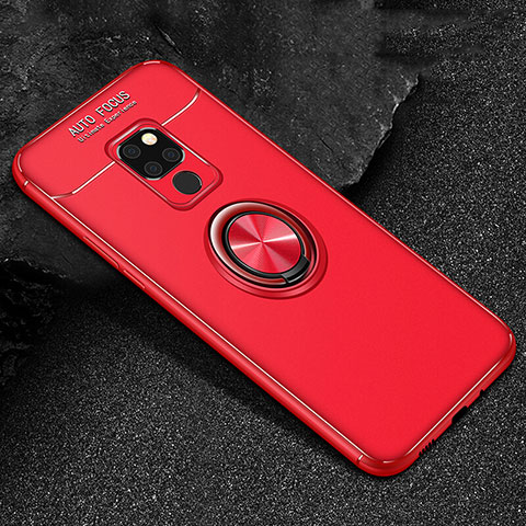 Funda Silicona Carcasa Ultrafina Goma con Magnetico Anillo de dedo Soporte T01 para Huawei Mate 20 Rojo