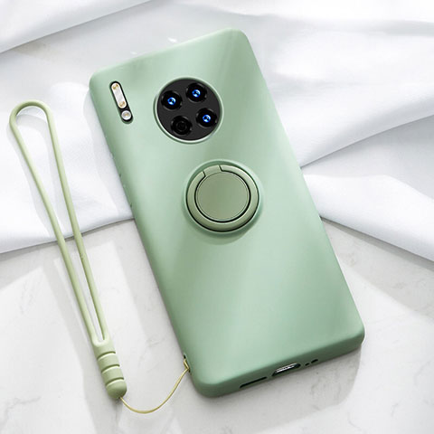 Funda Silicona Carcasa Ultrafina Goma con Magnetico Anillo de dedo Soporte T01 para Huawei Mate 30 Pro 5G Verde