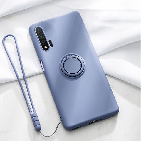 Funda Silicona Carcasa Ultrafina Goma con Magnetico Anillo de dedo Soporte T01 para Huawei Nova 6 Morado