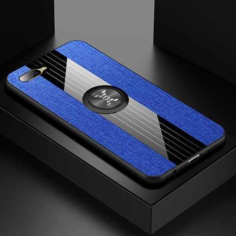 Funda Silicona Carcasa Ultrafina Goma con Magnetico Anillo de dedo Soporte T01 para Oppo K1 Azul