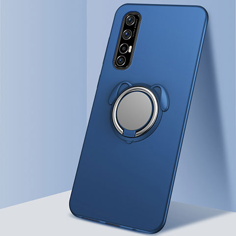 Funda Silicona Carcasa Ultrafina Goma con Magnetico Anillo de dedo Soporte T01 para Oppo Reno3 Pro Azul