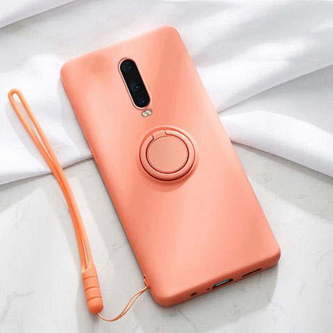 Funda Silicona Carcasa Ultrafina Goma con Magnetico Anillo de dedo Soporte T01 para Oppo RX17 Pro Naranja