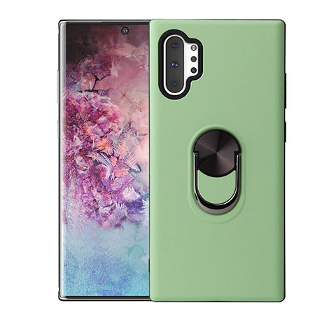 Funda Silicona Carcasa Ultrafina Goma con Magnetico Anillo de dedo Soporte T01 para Samsung Galaxy Note 10 Plus Verde