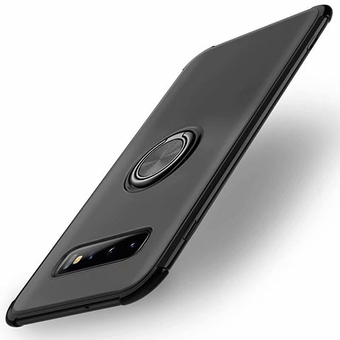 Funda Silicona Carcasa Ultrafina Goma con Magnetico Anillo de dedo Soporte T01 para Samsung Galaxy S10 5G Negro