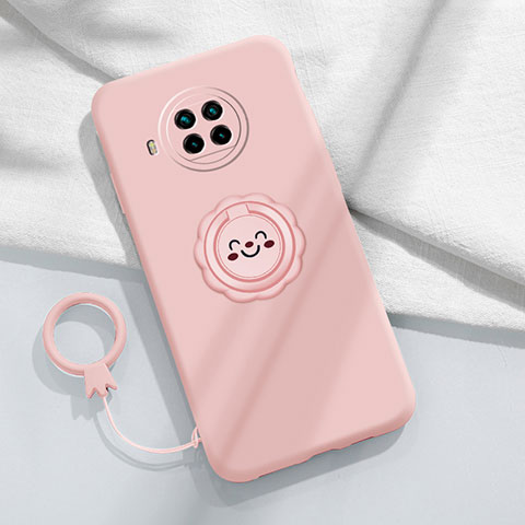 Funda Silicona Carcasa Ultrafina Goma con Magnetico Anillo de dedo Soporte T01 para Xiaomi Mi 10i 5G Rosa