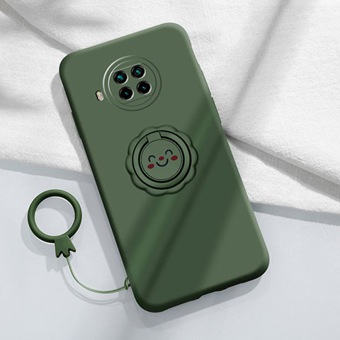 Funda Silicona Carcasa Ultrafina Goma con Magnetico Anillo de dedo Soporte T01 para Xiaomi Mi 10T Lite 5G Verde Noche