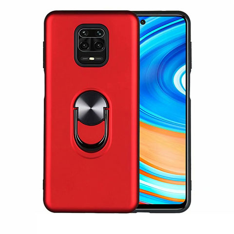 Funda Silicona Carcasa Ultrafina Goma con Magnetico Anillo de dedo Soporte T01 para Xiaomi Poco M2 Pro Rojo