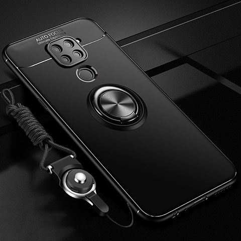 Funda Silicona Carcasa Ultrafina Goma con Magnetico Anillo de dedo Soporte T01 para Xiaomi Redmi 10X 4G Negro