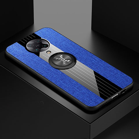 Funda Silicona Carcasa Ultrafina Goma con Magnetico Anillo de dedo Soporte T01 para Xiaomi Redmi K30 Pro Zoom Azul