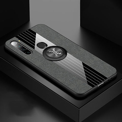 Funda Silicona Carcasa Ultrafina Goma con Magnetico Anillo de dedo Soporte T01 para Xiaomi Redmi Note 8 Gris