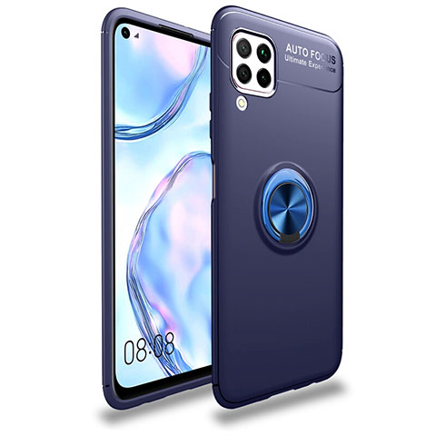 Funda Silicona Carcasa Ultrafina Goma con Magnetico Anillo de dedo Soporte T02 para Huawei Nova 7i Azul