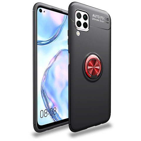 Funda Silicona Carcasa Ultrafina Goma con Magnetico Anillo de dedo Soporte T02 para Huawei Nova 7i Rojo y Negro