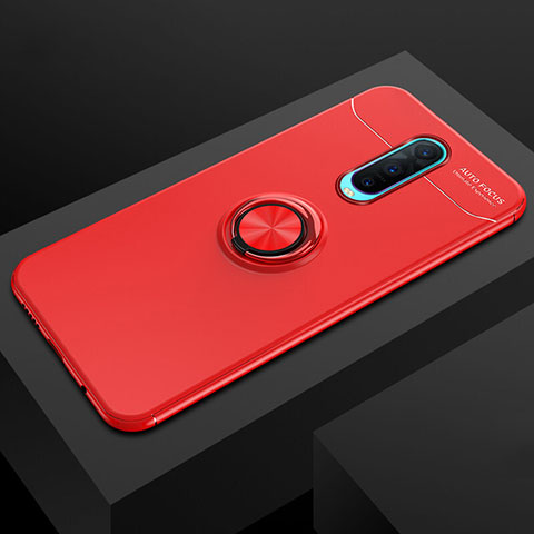 Funda Silicona Carcasa Ultrafina Goma con Magnetico Anillo de dedo Soporte T02 para Oppo R17 Pro Rojo