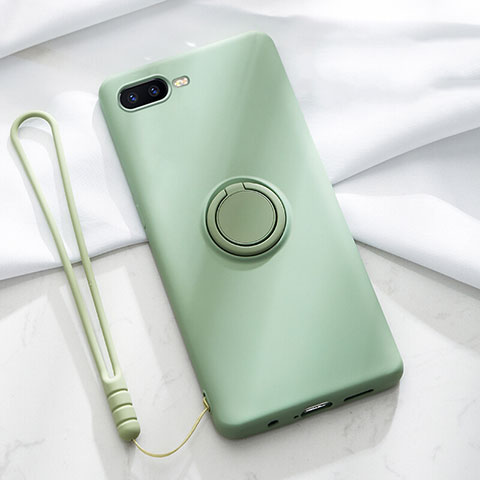 Funda Silicona Carcasa Ultrafina Goma con Magnetico Anillo de dedo Soporte T02 para Oppo RX17 Neo Verde