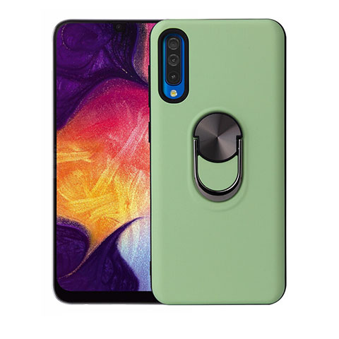 Funda Silicona Carcasa Ultrafina Goma con Magnetico Anillo de dedo Soporte T02 para Samsung Galaxy A70 Verde