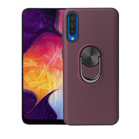 Funda Silicona Carcasa Ultrafina Goma con Magnetico Anillo de dedo Soporte T02 para Samsung Galaxy A70S Marron