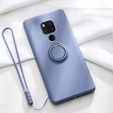 Funda Silicona Carcasa Ultrafina Goma con Magnetico Anillo de dedo Soporte T03 para Huawei Mate 20 X 5G Morado