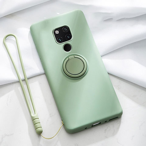 Funda Silicona Carcasa Ultrafina Goma con Magnetico Anillo de dedo Soporte T03 para Huawei Mate 20 X 5G Verde