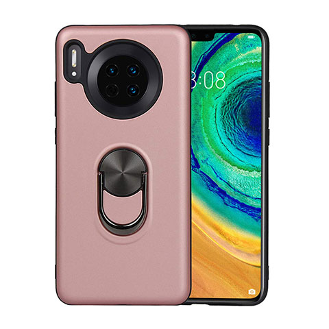 Funda Silicona Carcasa Ultrafina Goma con Magnetico Anillo de dedo Soporte T03 para Huawei Mate 30 Oro Rosa