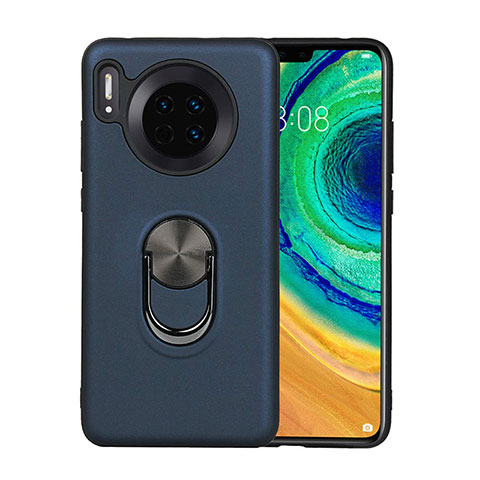 Funda Silicona Carcasa Ultrafina Goma con Magnetico Anillo de dedo Soporte T03 para Huawei Mate 30 Pro 5G Azul