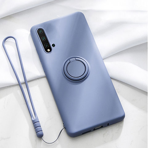 Funda Silicona Carcasa Ultrafina Goma con Magnetico Anillo de dedo Soporte T03 para Huawei Nova 5 Morado