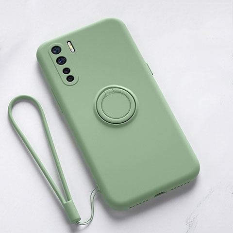 Funda Silicona Carcasa Ultrafina Goma con Magnetico Anillo de dedo Soporte T03 para Oppo F15 Cian