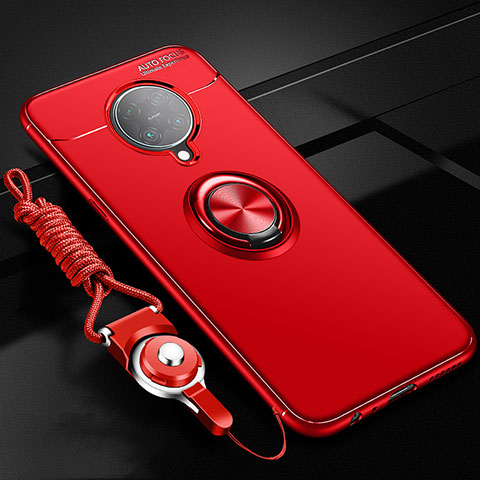 Funda Silicona Carcasa Ultrafina Goma con Magnetico Anillo de dedo Soporte T03 para Xiaomi Redmi K30 Pro Zoom Rojo