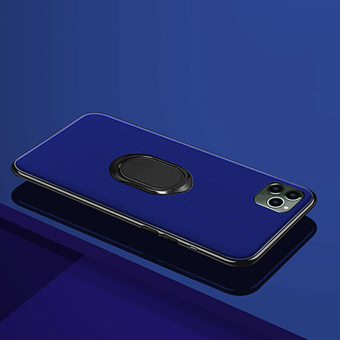 Funda Silicona Carcasa Ultrafina Goma con Magnetico Anillo de dedo Soporte T04 para Apple iPhone 11 Pro Azul