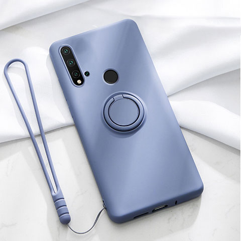 Funda Silicona Carcasa Ultrafina Goma con Magnetico Anillo de dedo Soporte T04 para Huawei Nova 5i Morado