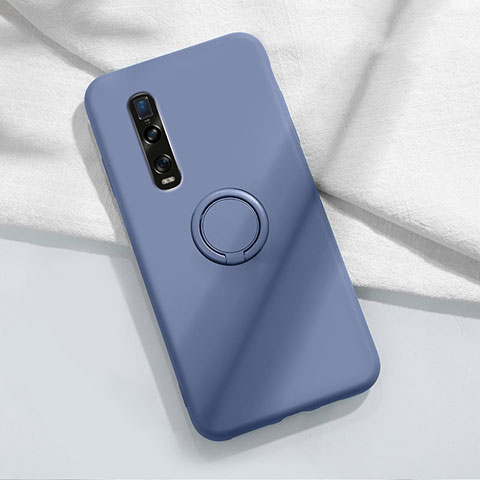 Funda Silicona Carcasa Ultrafina Goma con Magnetico Anillo de dedo Soporte T04 para Oppo Find X2 Pro Gris