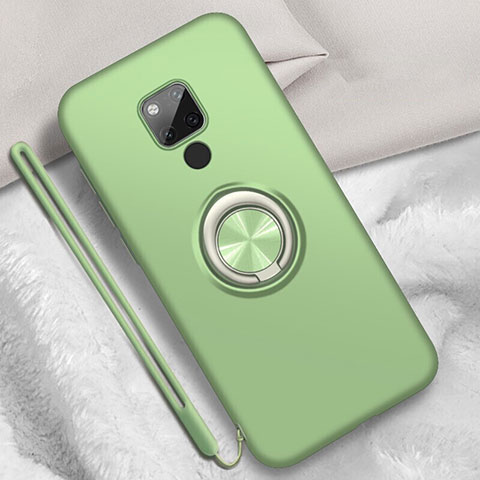 Funda Silicona Carcasa Ultrafina Goma con Magnetico Anillo de dedo Soporte T05 para Huawei Mate 20 X 5G Verde