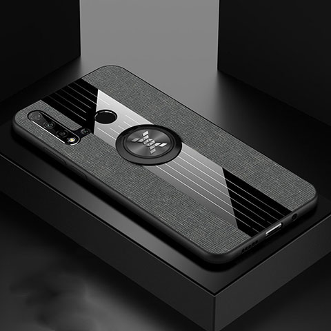 Funda Silicona Carcasa Ultrafina Goma con Magnetico Anillo de dedo Soporte T05 para Huawei P20 Lite (2019) Gris Oscuro