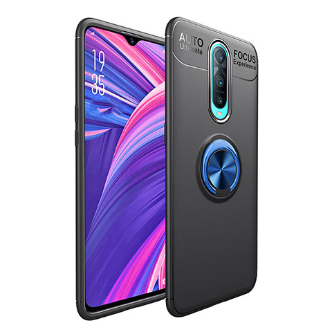 Funda Silicona Carcasa Ultrafina Goma con Magnetico Anillo de dedo Soporte T05 para Oppo R17 Pro Azul y Negro