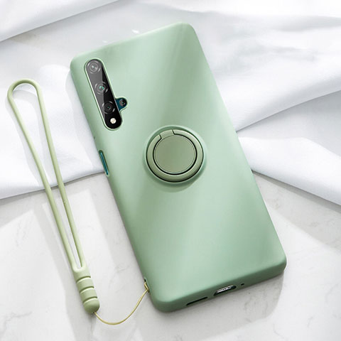 Funda Silicona Carcasa Ultrafina Goma con Magnetico Anillo de dedo Soporte T06 para Huawei Honor 20S Verde