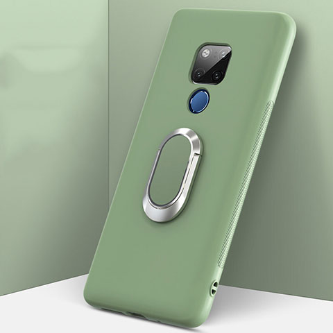 Funda Silicona Carcasa Ultrafina Goma con Magnetico Anillo de dedo Soporte T08 para Huawei Mate 20 X 5G Verde