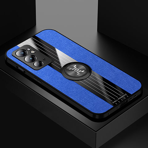 Funda Silicona Carcasa Ultrafina Goma con Magnetico Anillo de dedo Soporte X01L para OnePlus 9RT 5G Azul