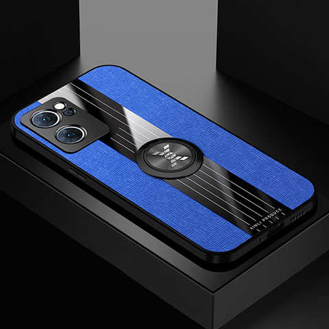 Funda Silicona Carcasa Ultrafina Goma con Magnetico Anillo de dedo Soporte X01L para OnePlus Nord CE 2 5G Azul