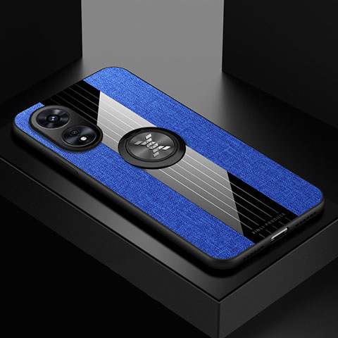 Funda Silicona Carcasa Ultrafina Goma con Magnetico Anillo de dedo Soporte X01L para Oppo A1 Pro 5G Azul