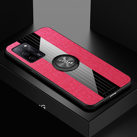 Funda Silicona Carcasa Ultrafina Goma con Magnetico Anillo de dedo Soporte X01L para Oppo A53s 5G Rojo