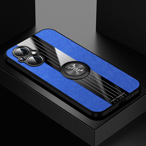 Funda Silicona Carcasa Ultrafina Goma con Magnetico Anillo de dedo Soporte X01L para Oppo A96 5G Azul